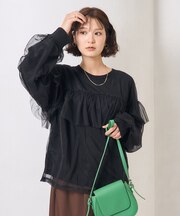 チュール レイヤード ドッキング ニット