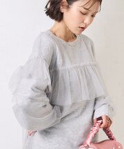 チュール レイヤード ドッキング ニット