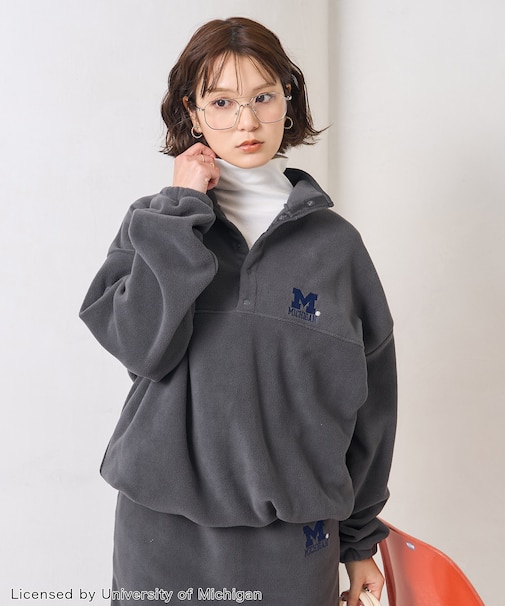 カレッジロゴ フリース スナッププルオーバー＜セットアップ対応＞