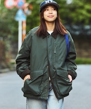 襟コーデュロイ切り替え コットンナイロンブルゾン