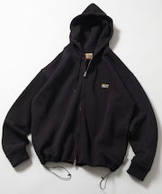 ビッグシルエット スピンドル ダンボール ワンポイントロゴ スウェット ジップアップ パーカー