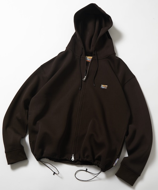 ビッグシルエット スピンドル ダンボール ワンポイントロゴ スウェット ジップアップ パーカー