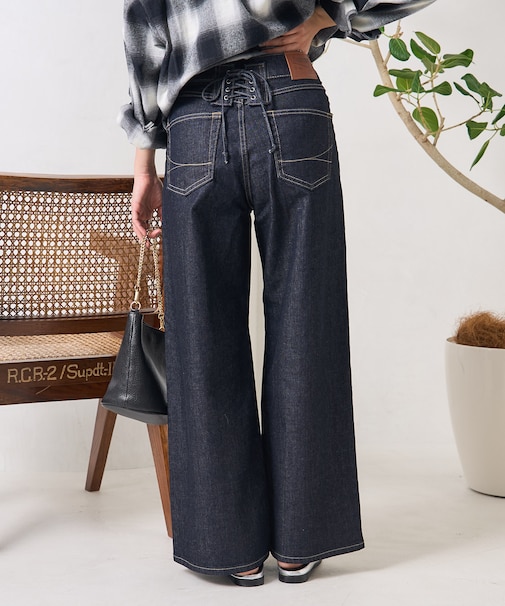 別注  LISA LACE UP WIDE DENIM