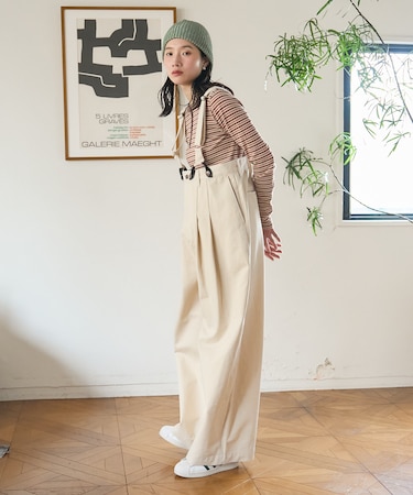 別注 サスペンダー付き ビッグ 2タック デニムパンツ＜セットアップ対応＞