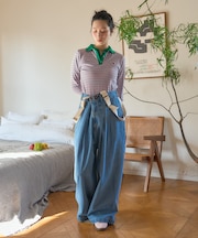 別注 サスペンダー付き ビッグ 2タック デニムパンツ＜セットアップ対応＞