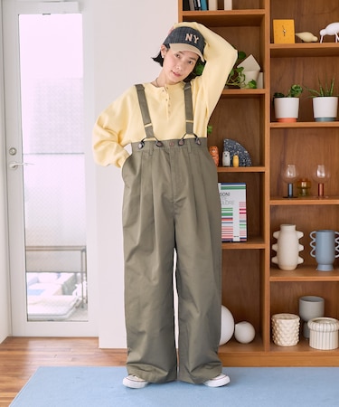 別注 サスペンダー付き ビッグ 2タック ツイルパンツ＜セットアップ対応＞