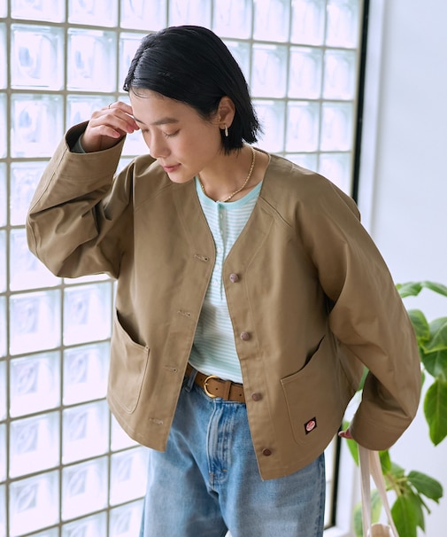 別注 ノーカラーＶネックジャケット＜セットアップ対応＞