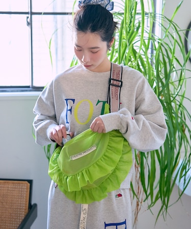 別注 メッシュ フリル ラウンド ショルダーバッグ