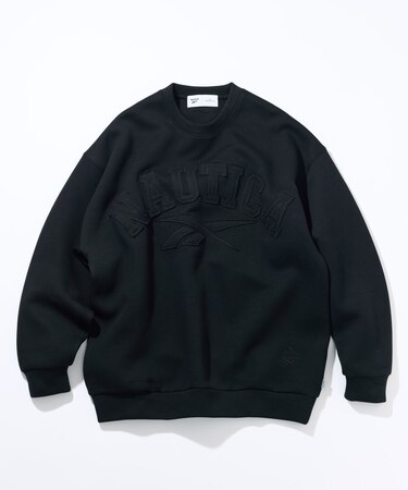 【1月16日12:00発売】【Exclusive】 ダブルネーム アーチロゴ ダンボール クルーネックスウェット