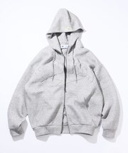 【1月16日12:00発売】【Exclusive】ダブルネーム アーチロゴ ダンボール ジップアップ スウェットフーディ