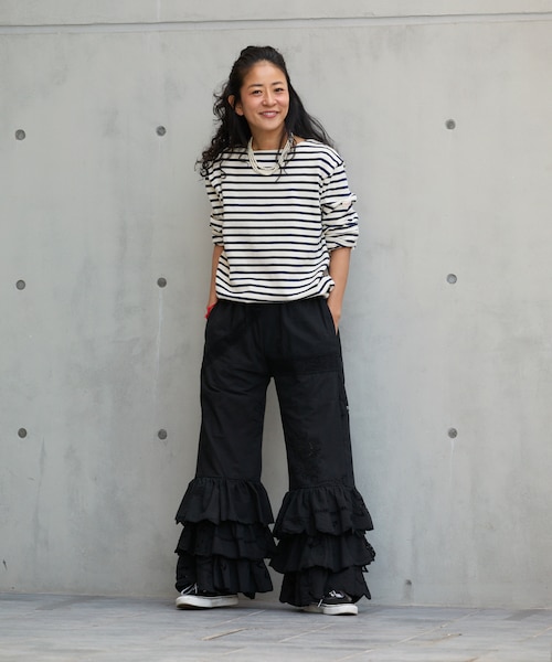 vintageレーステーブルクロス リメイクイージーパンツ｜フリークス