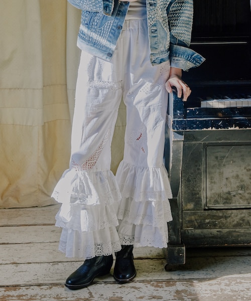 vintageレーステーブルクロス リメイクイージーパンツ｜フリークス