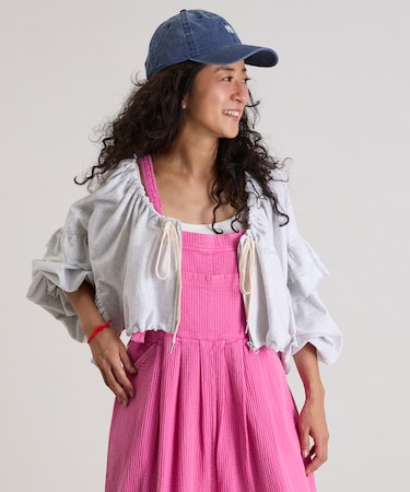 ギャザー×フリル ジップショートボレロ