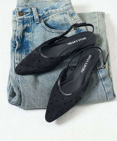 ドットチュールパンプス