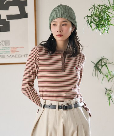 別注 マルチボーダー ヘンリーネック ロンT