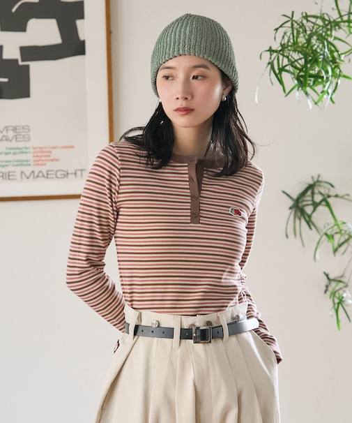 別注 マルチボーダー ヘンリーネック ロンT