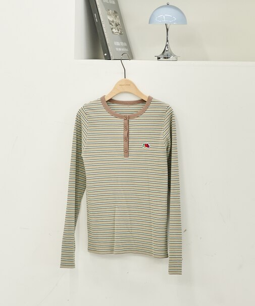 別注 マルチボーダー ヘンリーネック ロンT