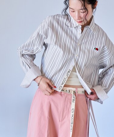 【1月30日12:00～販売開始】別注 マルチカラー 長袖ショートシャツ/ストライプシャツ