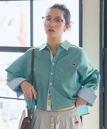 【1月30日12:00～販売開始】別注 マルチカラー 長袖ショートシャツ/ストライプシャツ