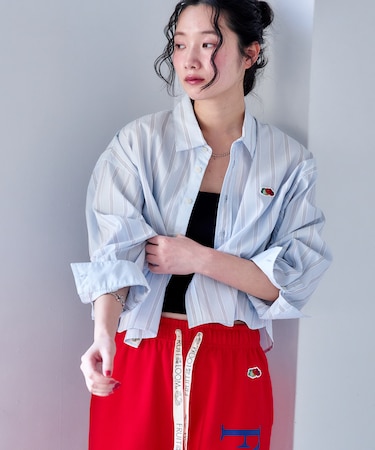 【1月30日12:00～販売開始】別注 マルチカラー 長袖ショートシャツ/ストライプシャツ