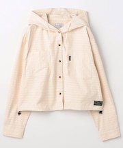 ボーダーフード長袖シャツ