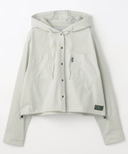 ボーダーフード長袖シャツ