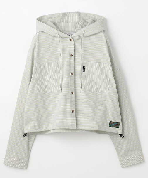 ボーダーフード長袖シャツ