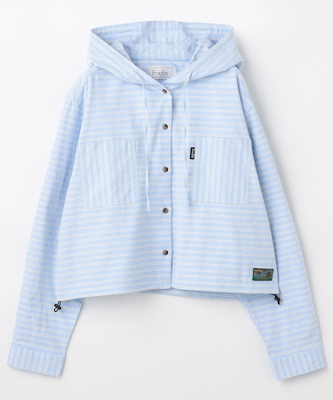 ボーダーフード長袖シャツ