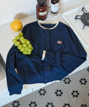 別注 配色レイヤード ニットカーディガン