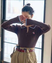 別注 配色レイヤード ポロニット