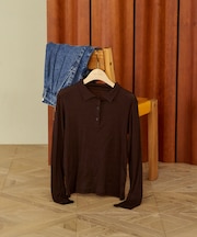 ＜カシミヤ入り＞ガーゼフライス ポロ襟ロンT