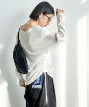 ＜カシミヤ入り＞ガーゼフライス ルーズ ボートネック ロンT