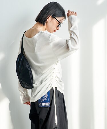 ＜カシミヤ入り＞ガーゼフライス ルーズ ボートネック ロンT