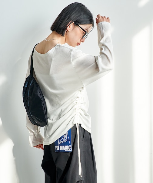 ＜カシミヤ入り＞ガーゼフライス ルーズ ボートネック ロンT