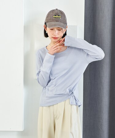 ＜カシミヤ入り＞ガーゼフライス アシンメトリーネック ロンT