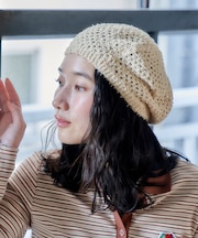 透かし編み ニット ベレー帽