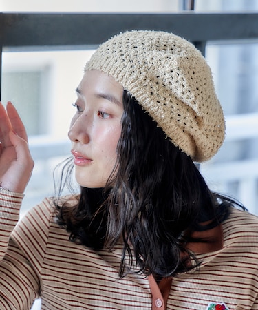 透かし編み ニット ベレー帽