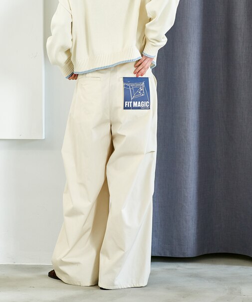 FIT MAGIC マーベルト タックワイドパンツ