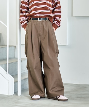 FIT MAGIC マーベルト タックワイドパンツ