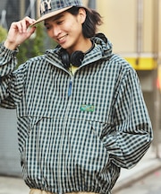 別注 チェック フード ジップシャツジャケット