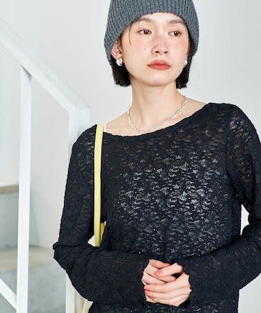 ストレッチ レース トップス