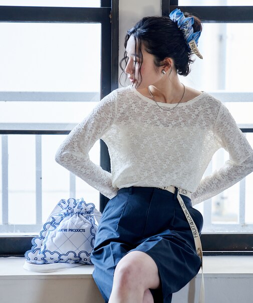 ストレッチ レース トップス