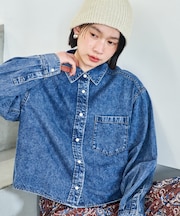 とろみデニムショートシャツ＜セットアップ対応＞