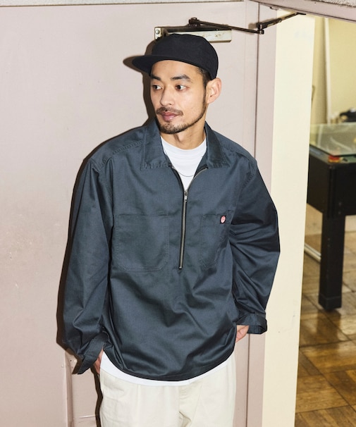 別注 ハーフジップ ロングスリーブ プルオーバー シャツ