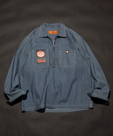 別注 ハーフジップ ロングスリーブ プルオーバー シャツ