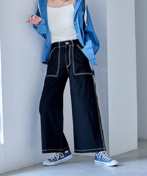 ペインター ワイドパンツ/コットンワイドパンツ