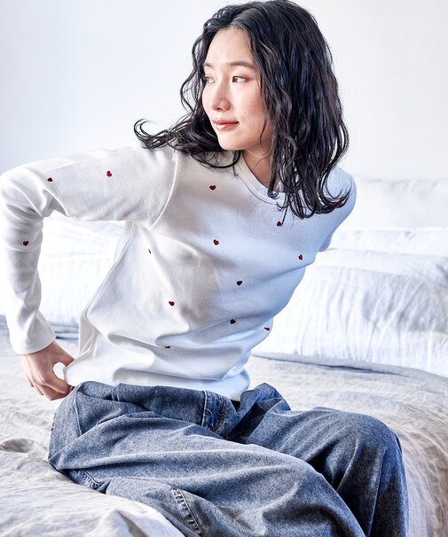 ミニハート刺繍 ロンT