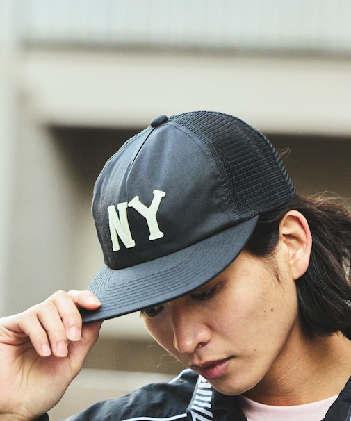 別注 フェルト ロゴ ツイル メッシュ キャップ