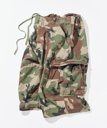 カーブシルエット リップストップ カモフラージュ柄 カーゴショーツ