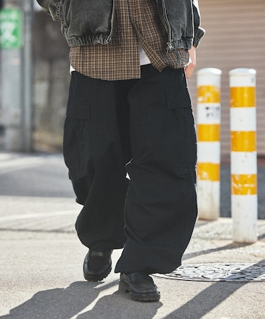 カーブシルエット リップストップ カモフラージュ柄 カーゴパンツ